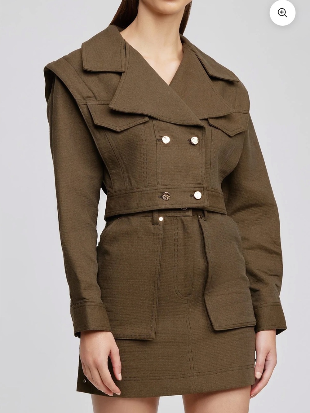 Acler Olive Cropped Utility Jacket & Skirt Set